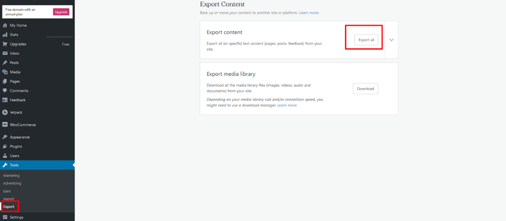 How to export WordPress website,how to export website from wordpress,Export WordPress website