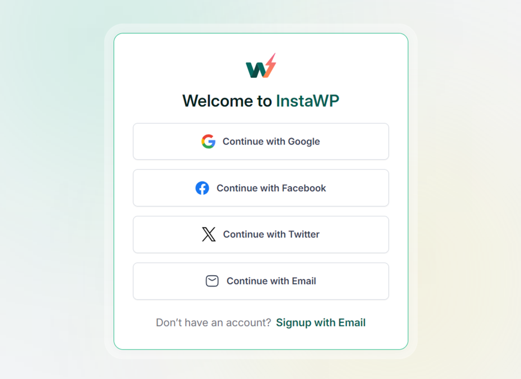 Sign up with InstaWP to create a WordPress staging