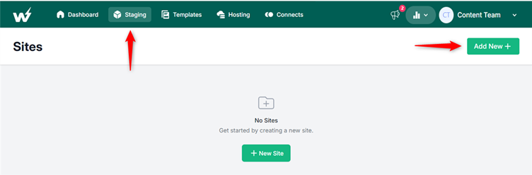 Create WordPress site from free staging