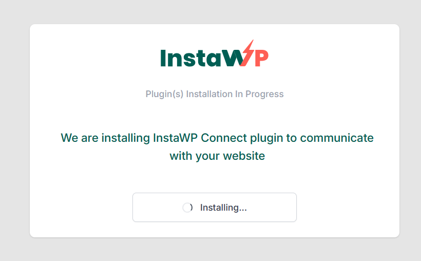 InstWP Connect Plugin is being installed on the source site